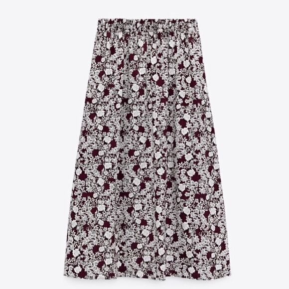 ZARA FLORAL PRINTED MIDI SKIRT - Picture 7 of 7